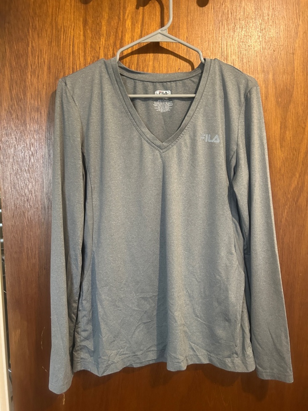 Fila Women's Heather Gray V-Neck Long Sleeve Tee